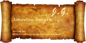Jakovics Gerold névjegykártya